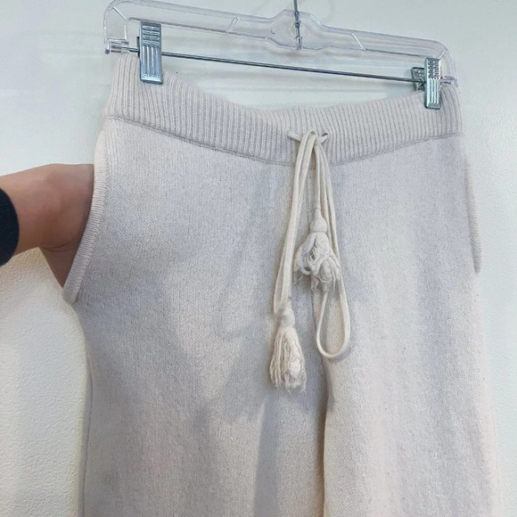 LoveShackFancy Wool Cashmere Cream Knit Tie Waist Preppy Casual Jogger Pants XS - Picture 6 of 11